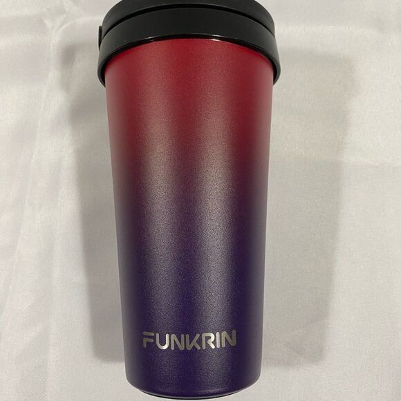 Funkrin insulated ceramic double wal coffee mug 16 OZ with flyp lid & handle NWT - Picture 2 of 12